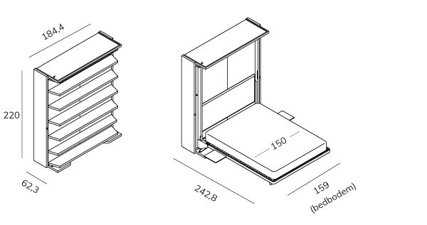 Opklapbed draaikast 2.0 book tech C BedHabits 2022